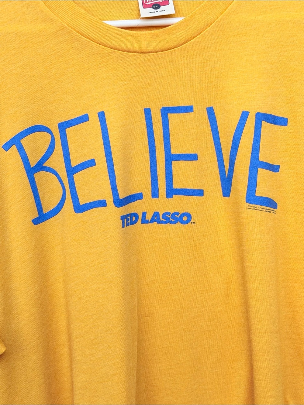 Homage Ted Lasso BELIEVE Graphic T-Shirt XXL Yellow Blue TV Show
